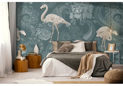 Flamingo pattern fantasy nature wallpaper.