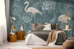 Flamingo pattern fantasy nature wallpaper.