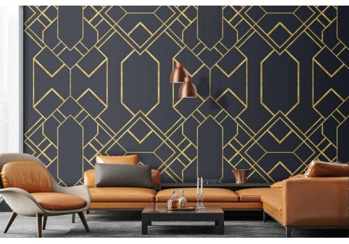 Art Deco geometric wallpaper pattern.