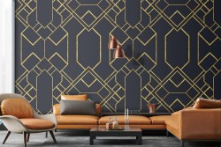 Art Deco geometric wallpaper pattern.