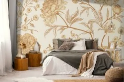 Wallpaper stylized flowers nature vintage style.