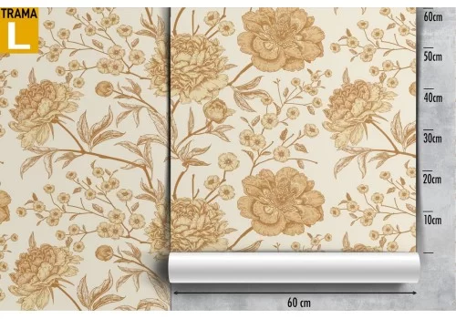 Carta da Parati fiori stilizzati natura stile vintage. 2