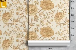 Carta da Parati fiori stilizzati natura stile vintage.