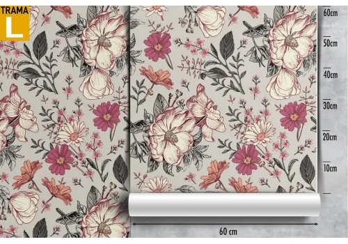 Wallpaper with '50s nature flower pattern. 2