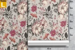 Wallpaper with '50s nature flower pattern.