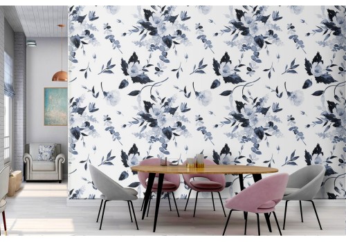 Carta da Parati fiori bianchi natura decorazione astratta.