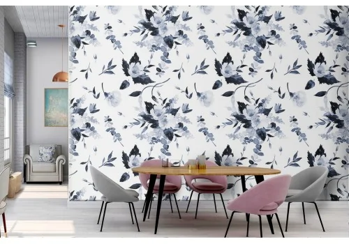 Carta da Parati fiori bianchi natura decorazione astratta.