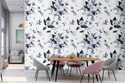 Carta da Parati fiori bianchi natura decorazione astratta.