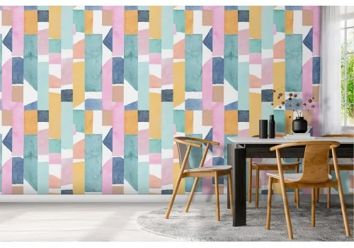 Wallpaper with abstract geometric decoration from the '80s.