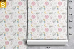 Carta da Parati Bambini Decorazioni e Pattern Animali uccelli Razzi aerei mongolfiere