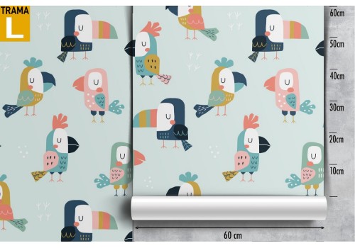 Children's wallpaper with parrot animal pattern. 2