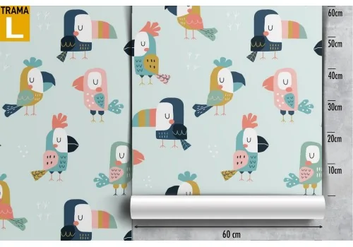 Children's wallpaper with parrot animal pattern. 2