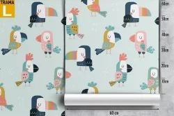 Children's wallpaper with parrot animal pattern.