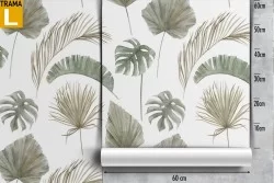 Carta da Parati foglie stilizzate verdi pattern natura semplice.