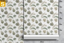 Wallpaper Design and Styles Flora and Fauna Stylized Tropical Nature Leaves