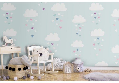 Carta da Parati bambini cielo con nuvole pattern.