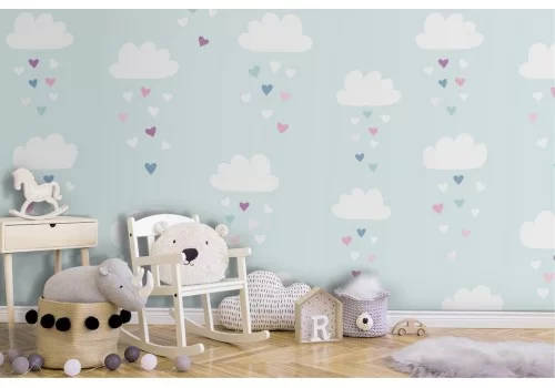 Carta da Parati bambini cielo con nuvole pattern.