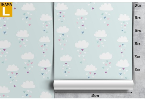 Carta da Parati bambini cielo con nuvole pattern. 2