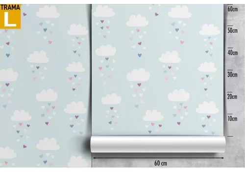 Carta da Parati bambini cielo con nuvole pattern. 2