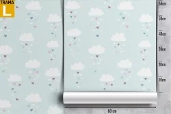 Children's wallpaper sky with clouds pattern.