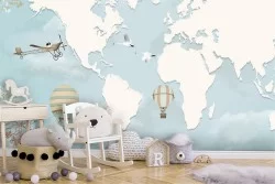 Carta da Parati Mappe Razzi aerei mongolfiere