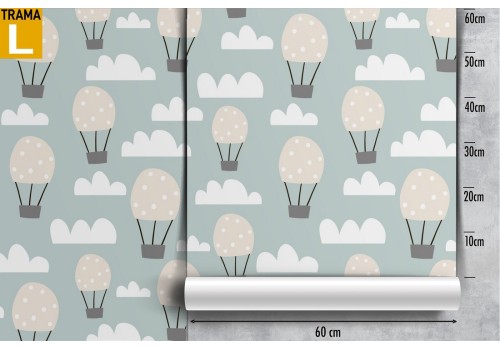 Children's stylized hot air balloon wallpaper. 2