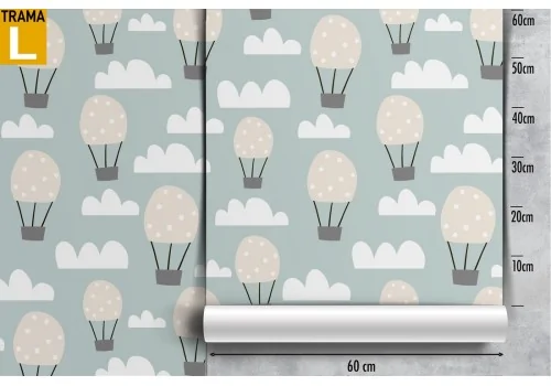 Children's stylized hot air balloon wallpaper. 2