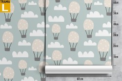Children's stylized hot air balloon wallpaper.