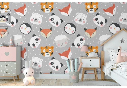 Stylized animal wallpaper for children.