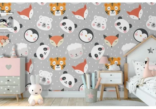 Stylized animal wallpaper for children.
