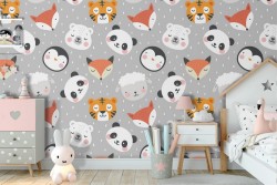 Carta da Parati animali stilizzati per bambini.