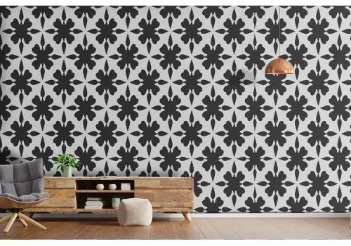 Geometric cross pattern wallpaper from the '50s.