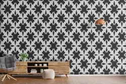 Geometric cross pattern wallpaper from the '50s.