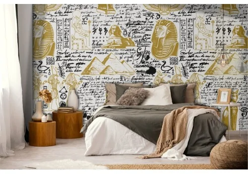 Egyptian wallpaper decoration with writings and images.