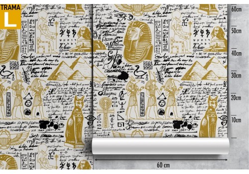 Egyptian themed wallpaper with writings and images. 2
