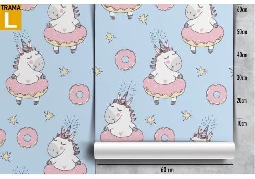 Carta da Parati unicorno con ciambella fantasy bambini. 2