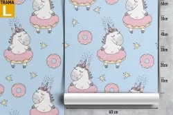 Carta da Parati unicorno con ciambella fantasy bambini.