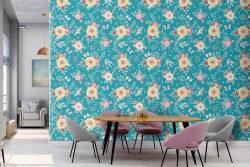 Carta da Parati fiori gialli natura pattern '60.