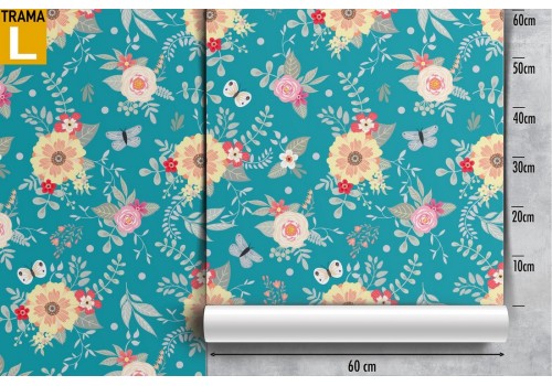 Carta da Parati fiori gialli natura pattern '60. 2