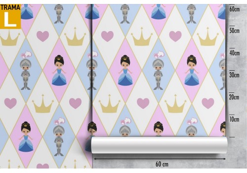 Princess and knight wallpaper decoration for children. 2