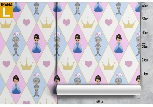 Princess and knight wallpaper decoration for children. 2