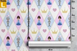 Princess and knight wallpaper decoration for children.