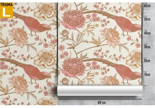 Wallpaper decoration bird with vintage flowers. 2