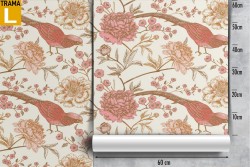 Carta da Parati decorazione uccello con fiori vintage.