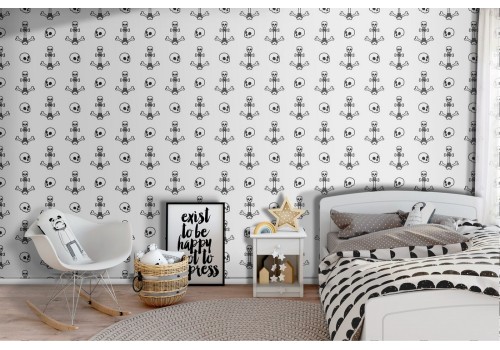 Wallpaper decoration anchors and skulls.
