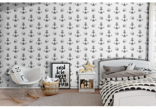 Wallpaper decoration anchors and skulls.