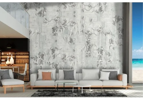 Oriental writings wallpaper illustration