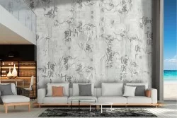 Oriental writings wallpaper illustration