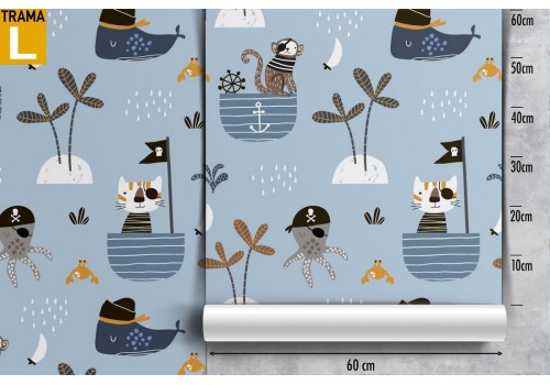 Pirate animals stylized children's wallpaper. 2