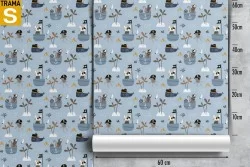 Children's Wallpaper Animals Birds Decorations and Pirate Patterns